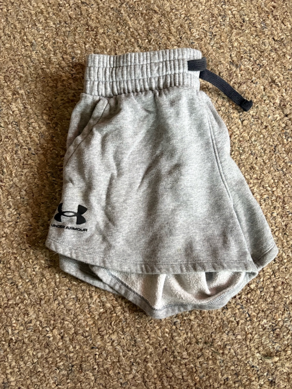 Under Armour Light Gray Womens’ Athletic Shorts with Black Logo